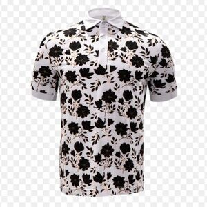 Rolo Golf Floral Black and White Men's Polo Shirt